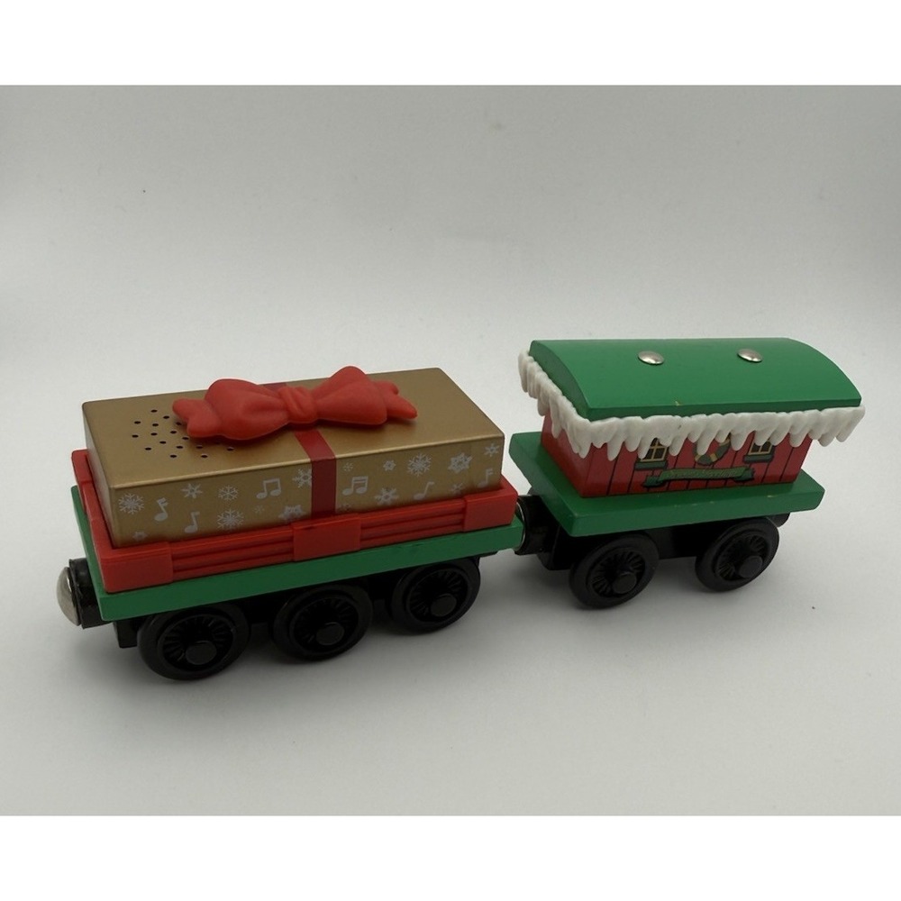 VTG Lot 2 Winter Caboose & Musical Gift Car Thomas Wooden Train SOUND WORKS EUC